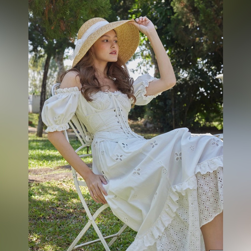 Lacemade "I Flipped" White Ivory Cottagecore Dress size Medium - Picture 3 of 13